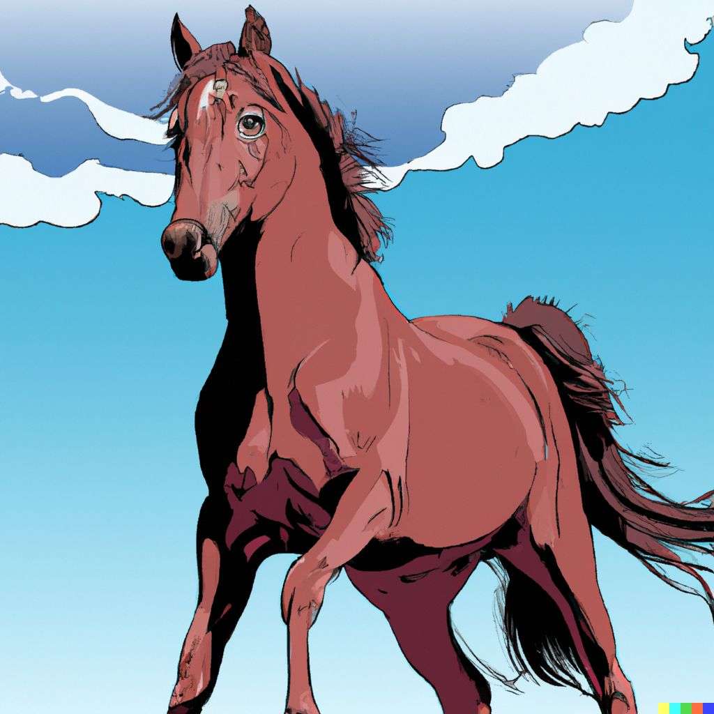 a horse, comic book illustration, realism style